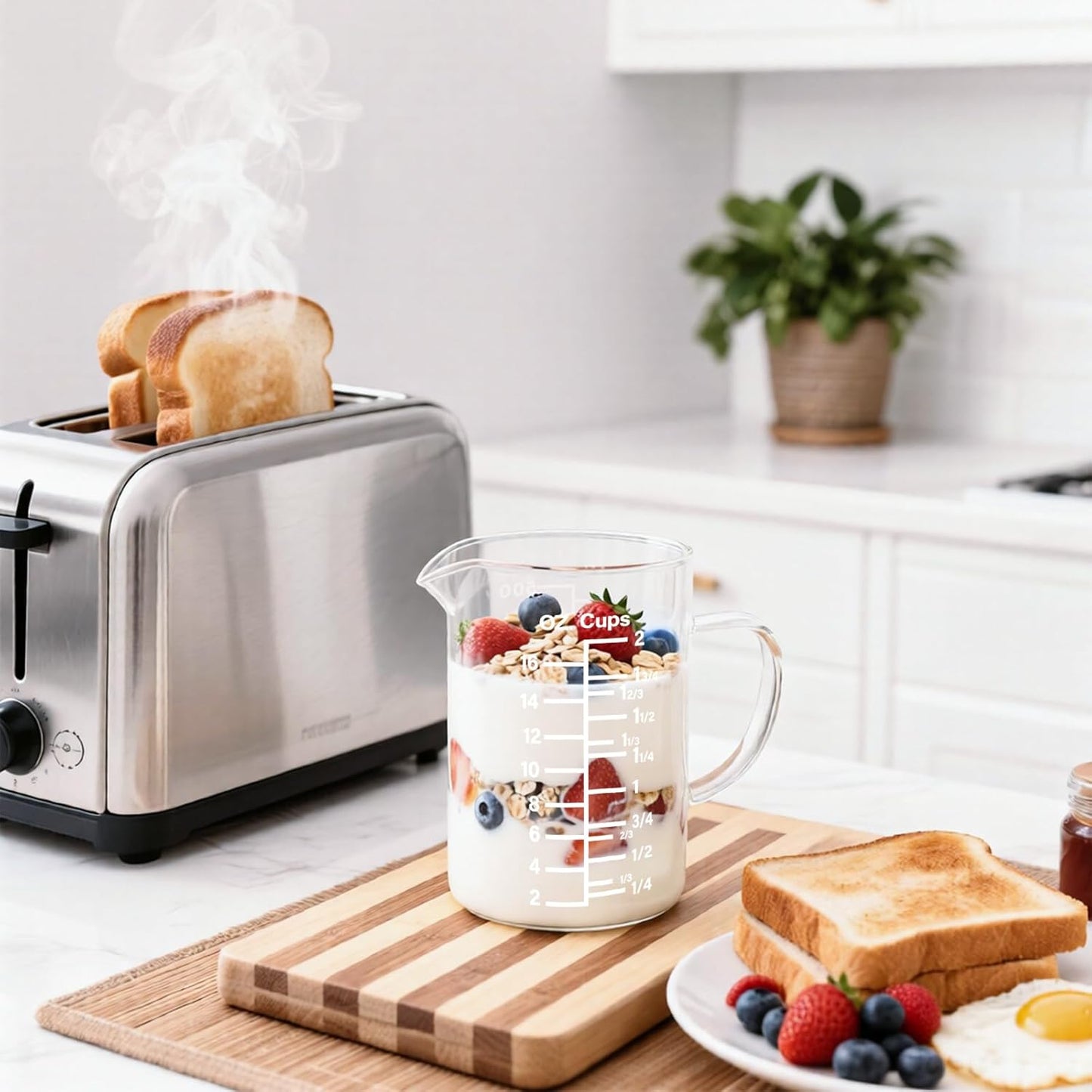 500ml/2 Cup Glass Measuring Cup,Borosilicate Glass Measuring Pitcher for Baking,Cooking,Restaurant
