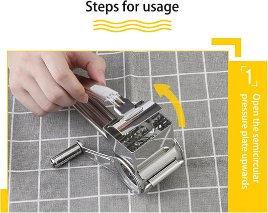 Joyeee Cheese Grater with Handle, Stainless Steel Multipurpose Food Vegetable Potato Hand Grater for Grating and Shredding Hard Cheese, Chocolate, Medium, Walnuts, Potato, Carrot