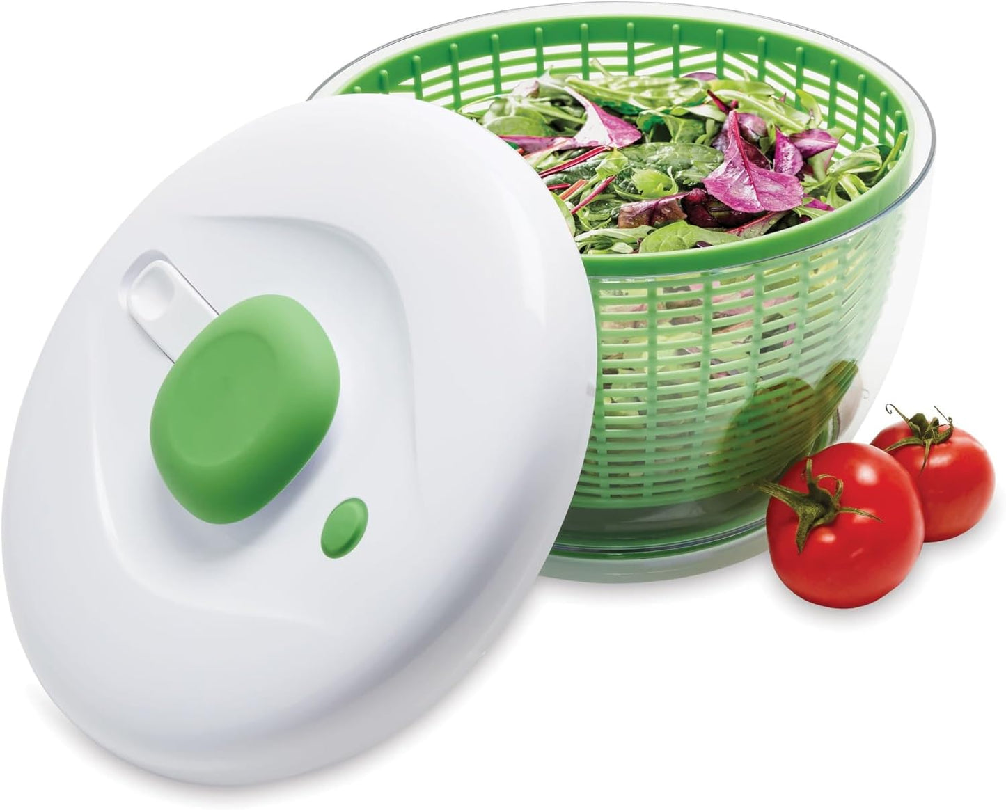 Professional Plastic 2.4 lb Salad Spinner Green with White Lid