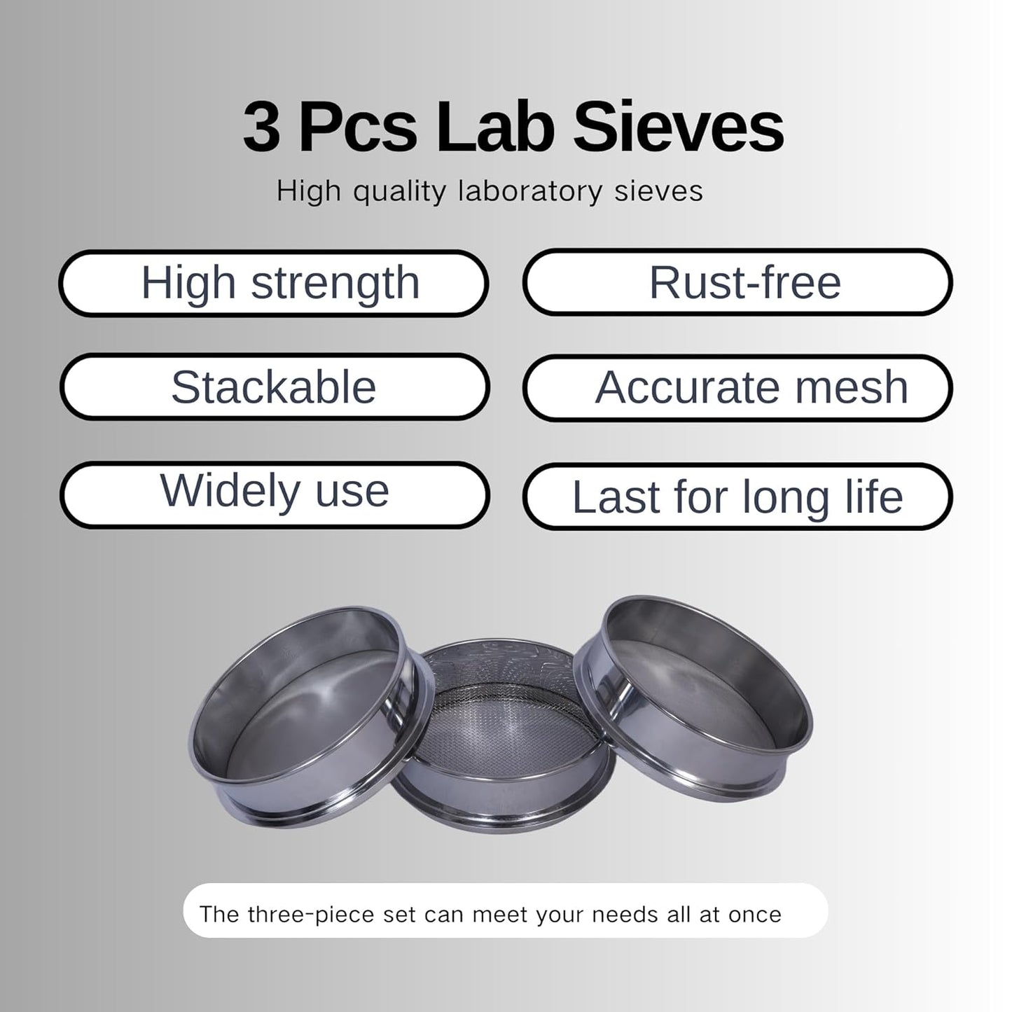 3 Pcs Lab Sieves,6 Inch Diameter Test Sifter 10Mesh(2.19mm)、80Mesh(0.217mm)and 200 Mesh(0.077mm)