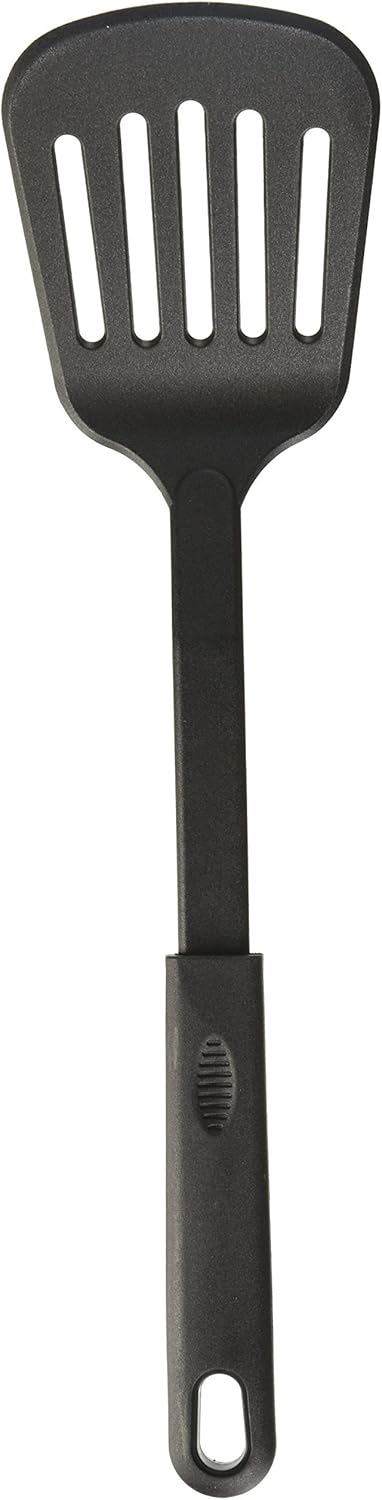 Winco Nylon Slotted Spatula, Black Medium, 12-3/4"