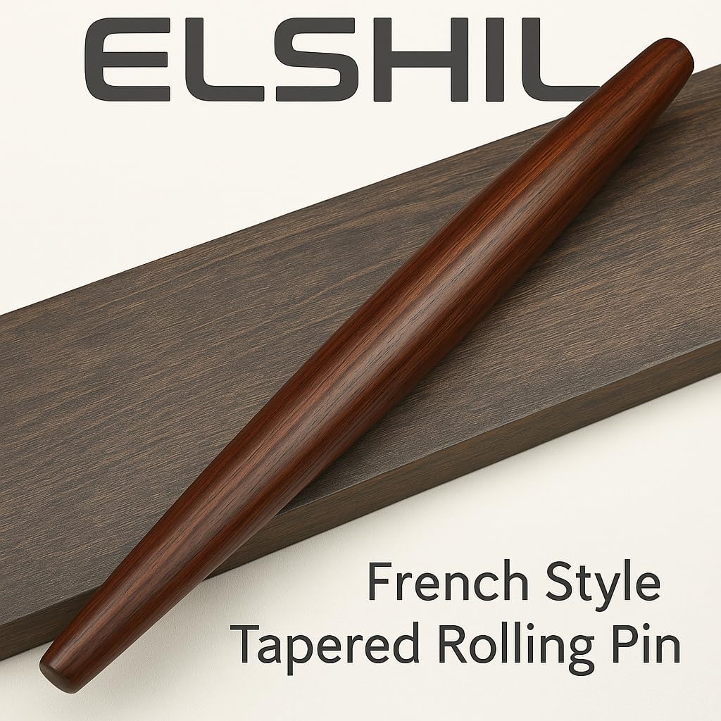 French Rolling Pin (18 Inch) – Wooden rolling pins for baking, Pizza, Pie Crust & Pastry. Cookie Roller – Handmade Tapered Dough Roller - Smooth, Durable & Elegant baking equipment