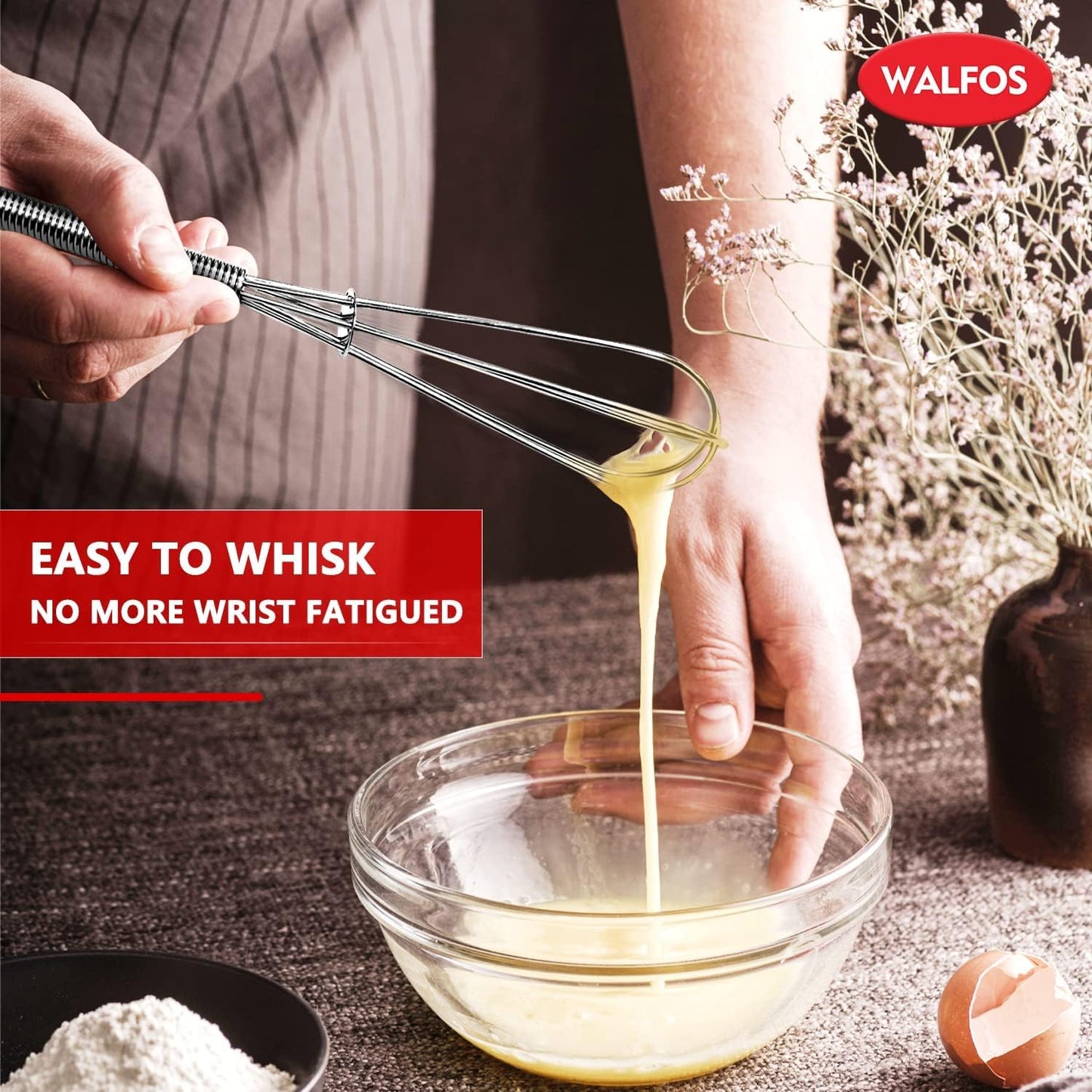 Walfos Mini Whisk,304 Anti-Rust Small whisk,Sturdy Stainless Steel Wire Tiny Whisks 6+7+8in,Ideal for mixing individual eggs, jams, spices and other small portion ingredients.(3pcs)