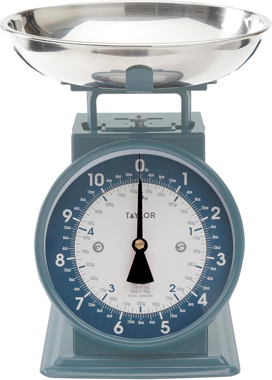Taylor Mechanical Kitchen Food Scale with Bowl, Weighs Up to 11lbs, Measures in Grams and Ounces, Analog Cooking Scale for Baking, Black and Silver