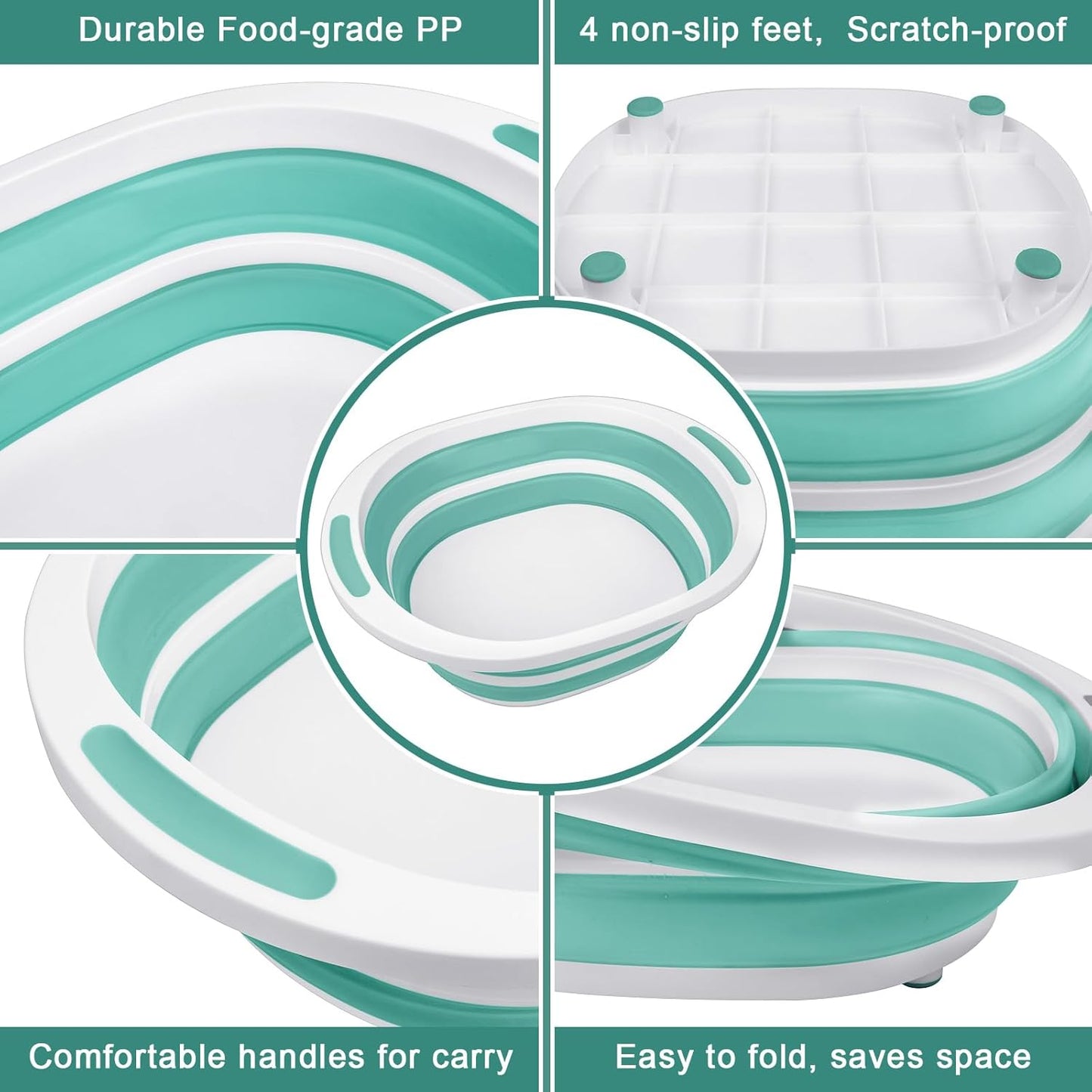 Collapsible Wash Basin for Baby Bottles, Cutting Board for Kitchen, BBQ Prep Tub for RV Home Foldable Dish Pan for Kitchen Sink, Ice Beverage Tubs Cleaning Supplies for Outdoor Camping Veggies Washing