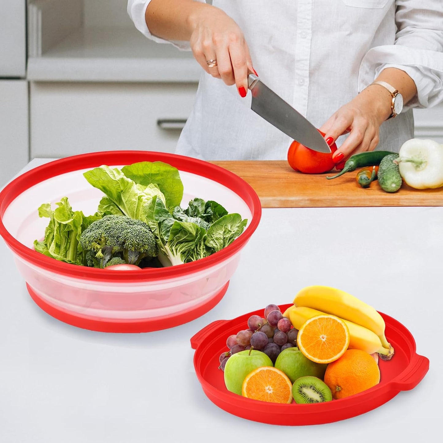 Microwave Splatter Cover for Food with Anti-scald Base Plate,Large Plastic & Silicone Vented Avoid Scalding Collapsible Guard Lid, Plate & Kitchen Colander for Meal Prep-10.7 Inch (2pcs-Gray-Black)