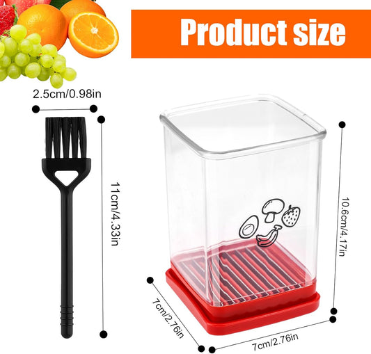 Cup Slicer Fruit, Fast Stainless Steel Vegetable Slicer Portable Strawberry Cutter with Cleaning Brush Handheld Slicing Tool Kitchen Cutting Gadget for Banana Egg Salad