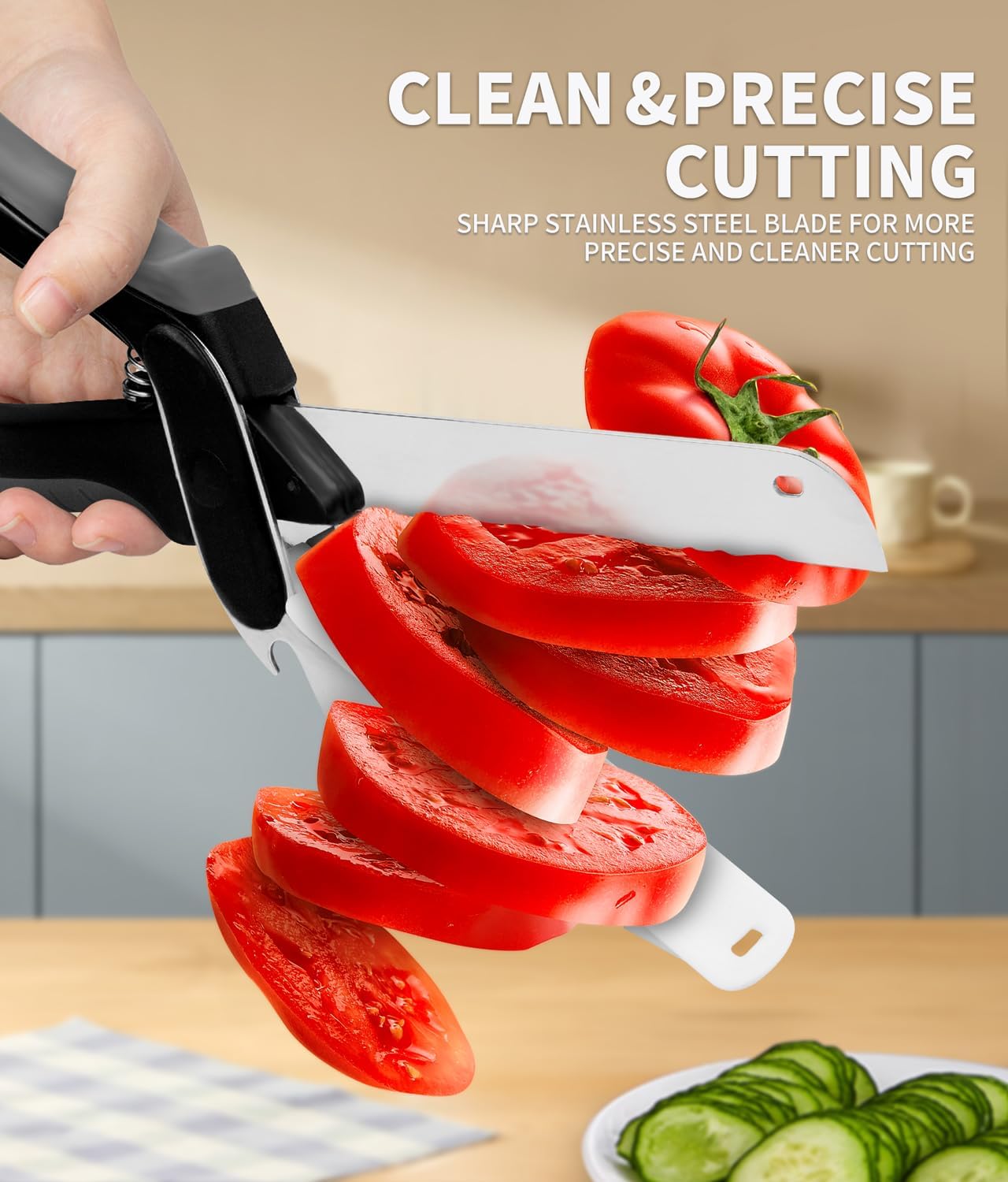 6 in 1 Kitchen Scissors for food,Tomato Knife Chops Cutting Board Scissors with Safety Lock,Detachable kitchen shears for food Meat Cheese Vegetable Fruit, Dishwasher Safe