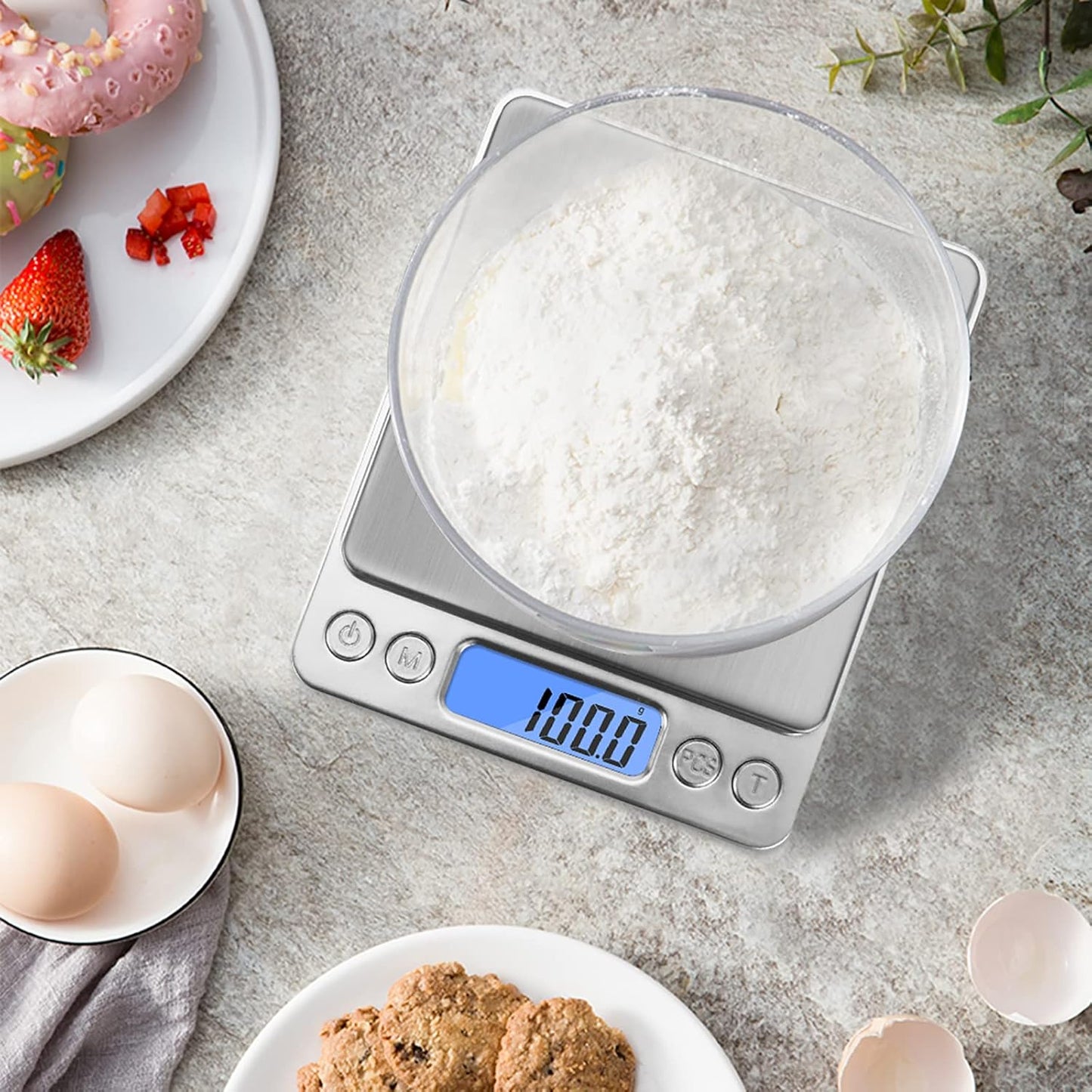 Digital Gram Scale 500g 0.01g Food Scale High Precision Kitchen Scale Multifunctional Stainless Steel Pocket Scale with Back-Lit LCD Display Tare PCS Features Silver