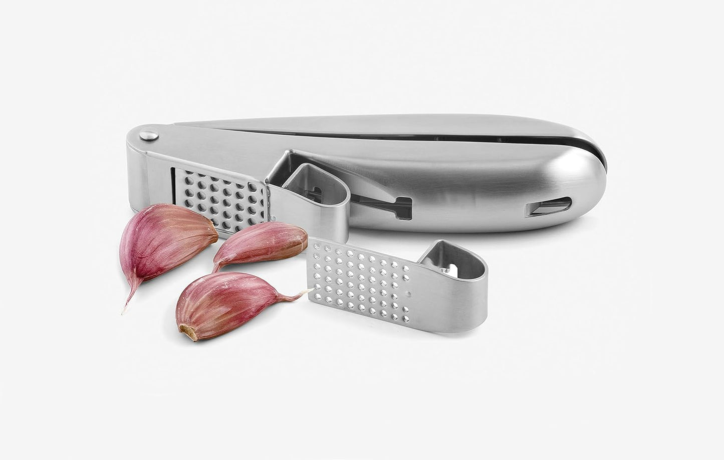 Weis Garlic Press with 2 Inserts, Stainless Steel, Silver, 16.5 x 3.2 x 5 cm