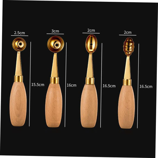 4Pcs Melon Baller with Smooth Polished Heads for Ice Cream Fruit and Melon Scooping Lightweight Dessert Ball Maker for Home Cafe and Restaurant Use
