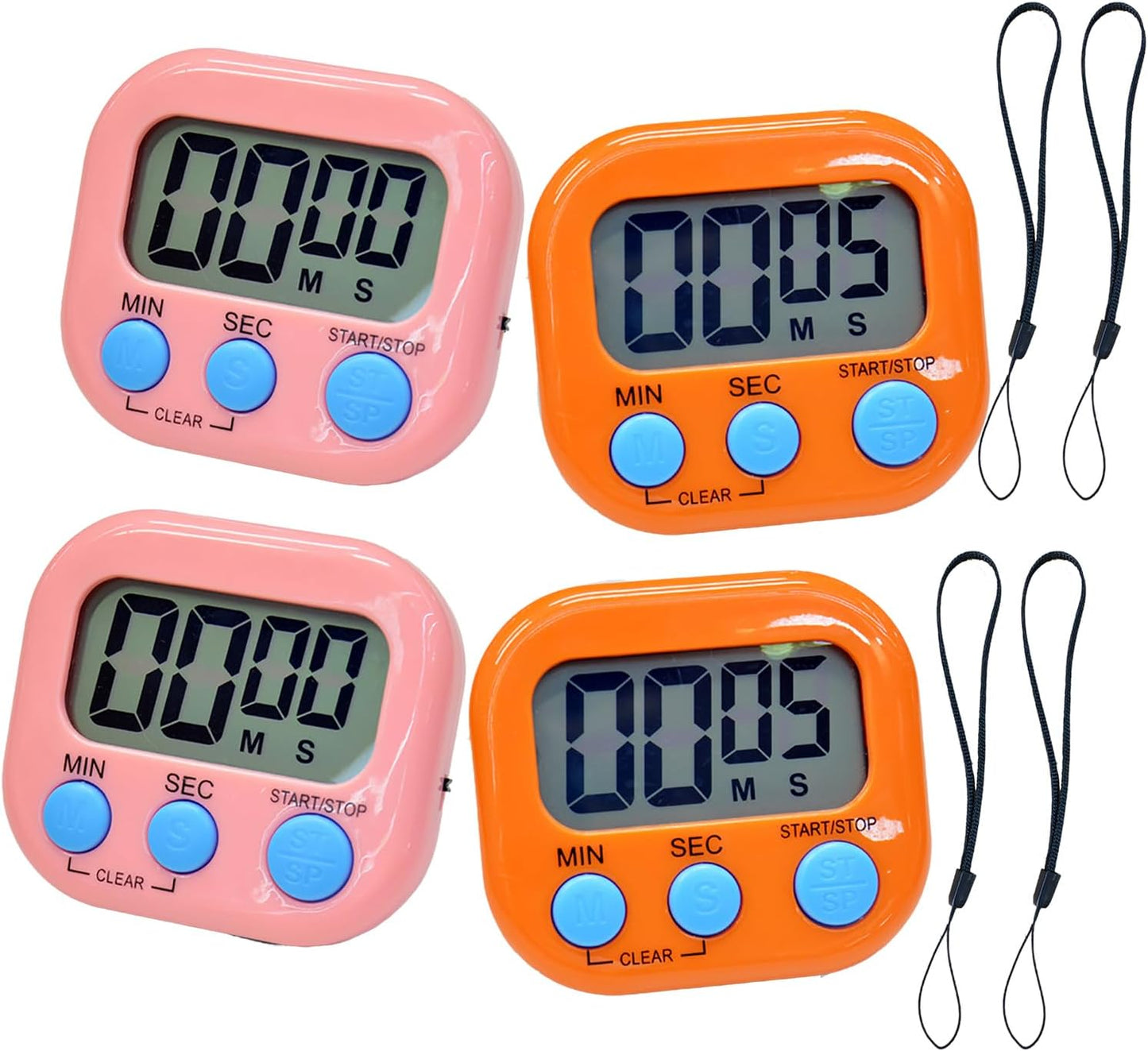 2 Pack Small Digital Kitchen Timer Magnetic Back and On/Off, Classroom Timers for Teachers Kids, Count Up Count Down Loud Alarm Stop Memory Function for Cooking Study Work Exercise (1, Black+White)