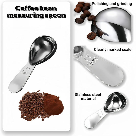 1 Tbsp(30ml) Coffee Scoop,Stainless Steel Measuring Spoons for Coffee,Protein Powder,Sugar,Easy Read Laser Engraved Mark,Short Handle Fits in Container,Rust-Resistant,Drop-Resistant (2T 30ml)