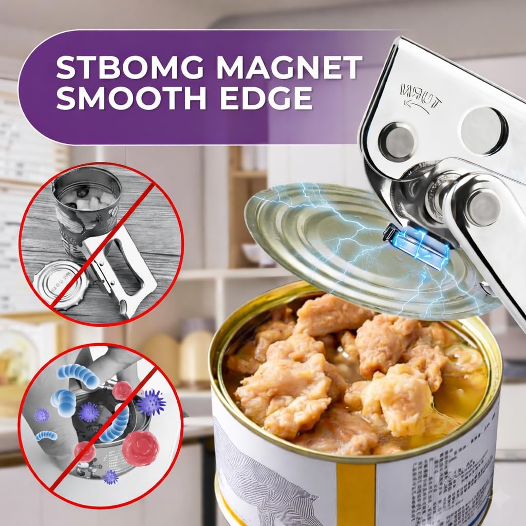 Electric Can Opener – Smooth Edge, Easy One-Touch Can Opener Electric for Seniors with Arthritis, Jar Opener, Compact Countertop Automatic Kitchen Tool for Safe and Effortless Opening