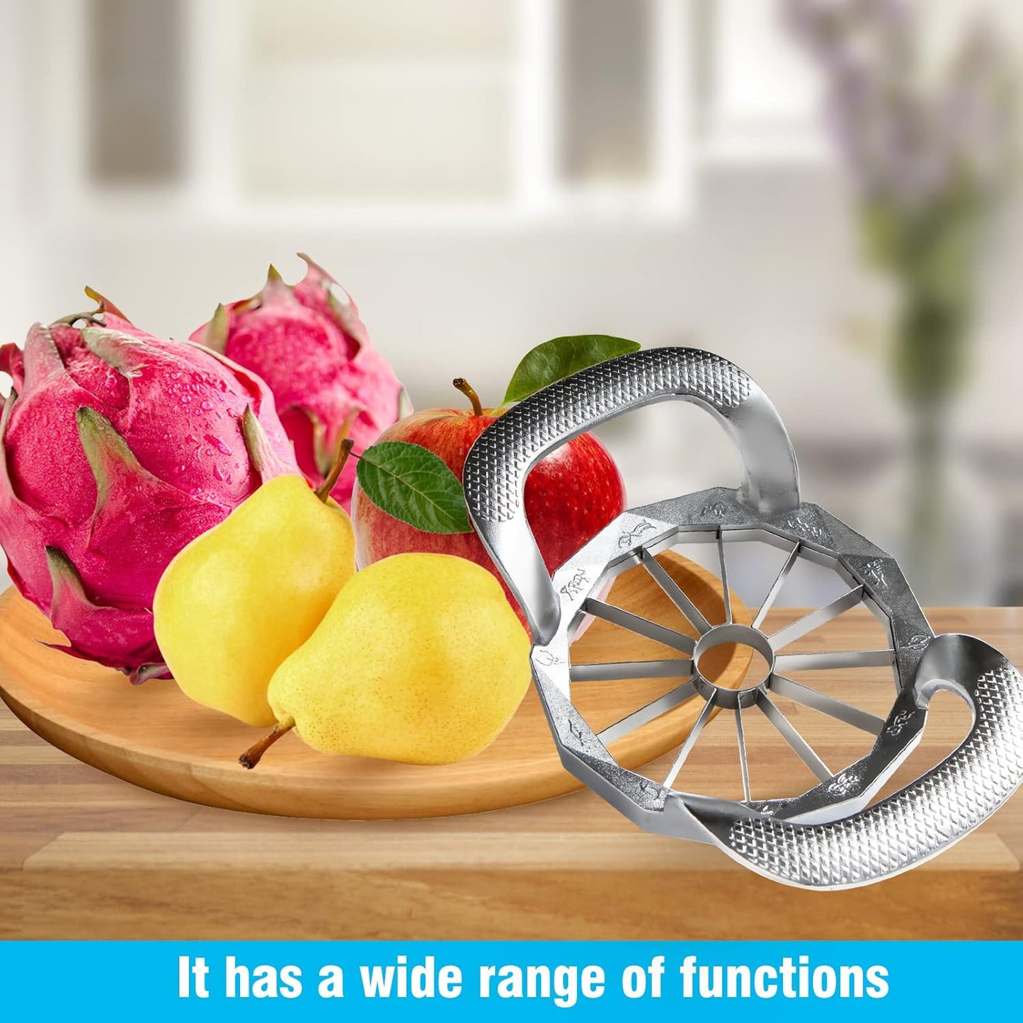 Apple Slicer, HEAVY DUTY Apple Corer, 12-Blade Stainless Steel Apple Cutter Divider Pitter ,Sturdy and Sharp