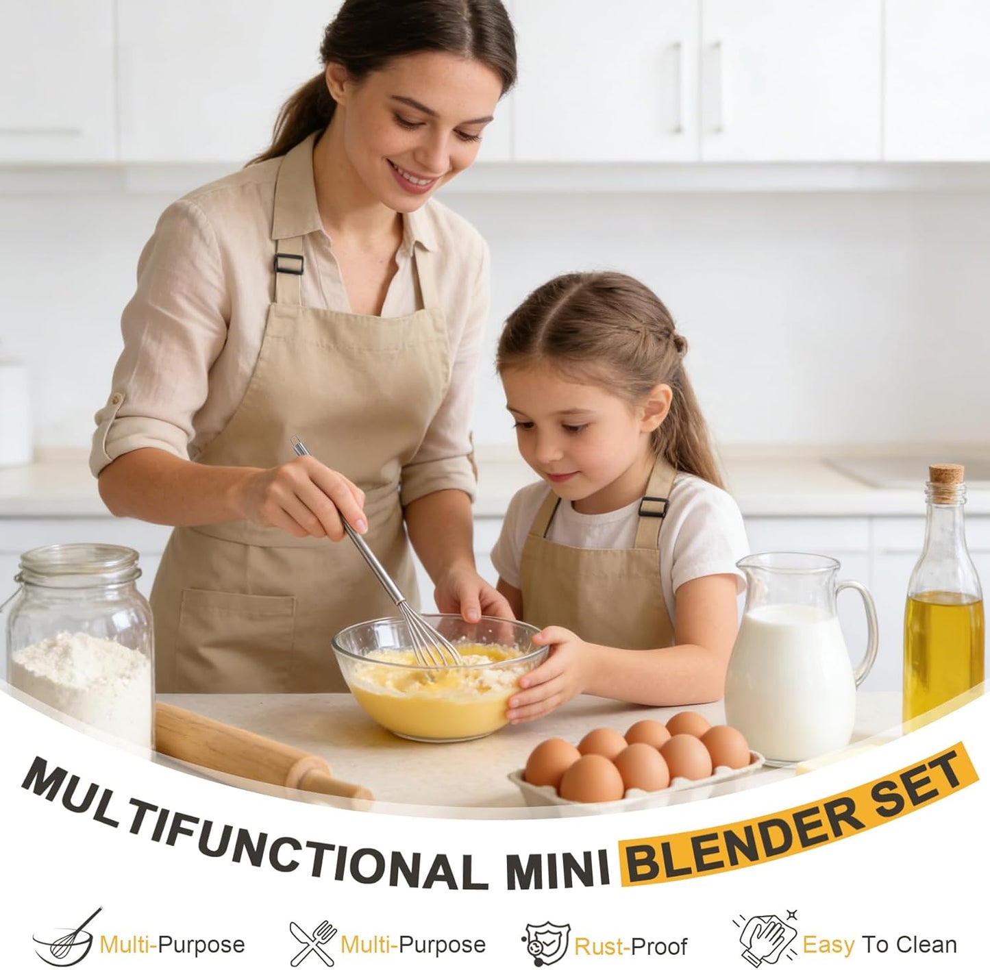 Stainless Steel Whisk Set, 3 Pack Balloon Wire Whisks for Cooking, 7" 9" 11" Kitchen Whisks for Eggs, Sauces, Batter, Mixing and Baking