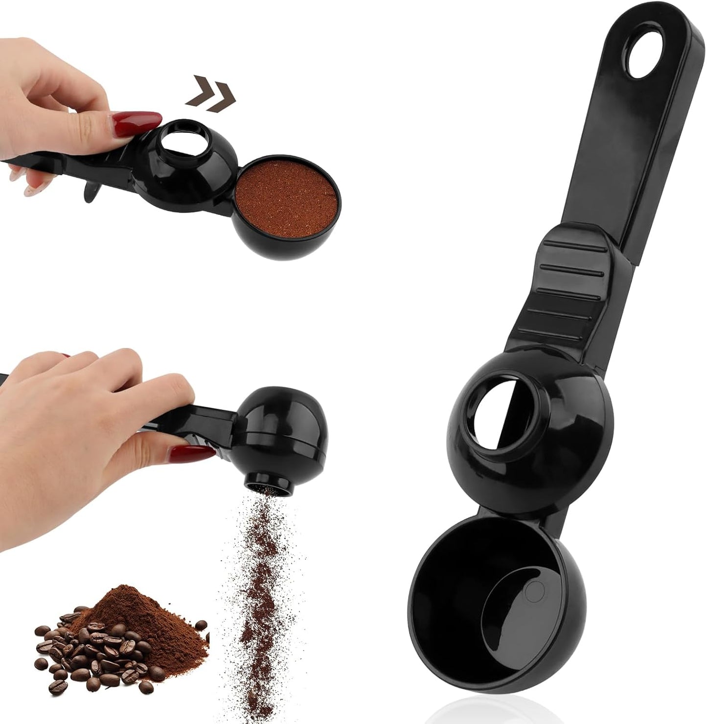 Coffee Scoop & Funnel for K-Cups Reusable, Coffee Spoon with Slide Scoop Measuring Scoo p with Funnel for Filling Water Bottles for Ground Coffe e Protein Powder without Spilling