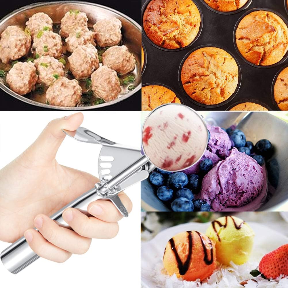 Ice Cream Scoop with Trigger, Small Size Cookie Scoop for Baking, Stainless Steel Ice Cream Scooper for Kids, Melon Baller Cookies Scoop - 1.5 Tbsp