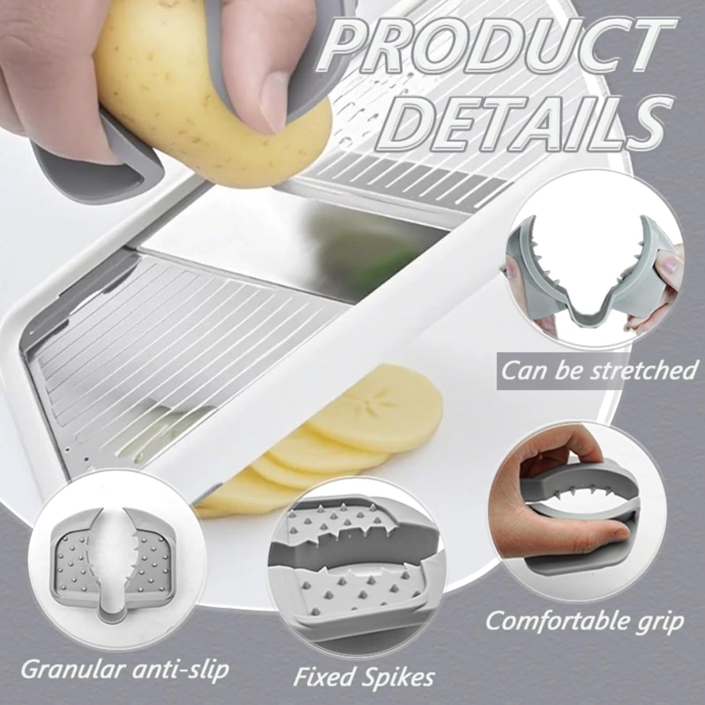 Safety Hand Guard for Any Mandolin Slicer or Grater,Food Slicer Cutter Finger Guard, Ergonomic, Non-Slip Grip, Durable,Safe Slicing of Fruits & Vegetables (Gray,2pcs)