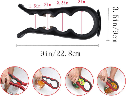 5-in-1 Jar Opener whit Beer bottle opener for Weak Hands,Non-slip Easy Grip Can Opener,Used to remove stubborn LIDS (Red)