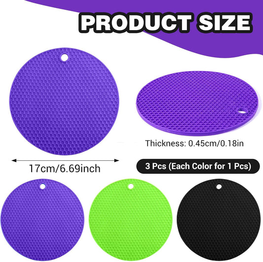 3Pcs Rubber Jar Opener,Round Large Jar Opener Gripper Pad Kitchen Non-Slip Coasters for Weak Hands,6.7x6.7Inch(Gray,Blue,Orange)