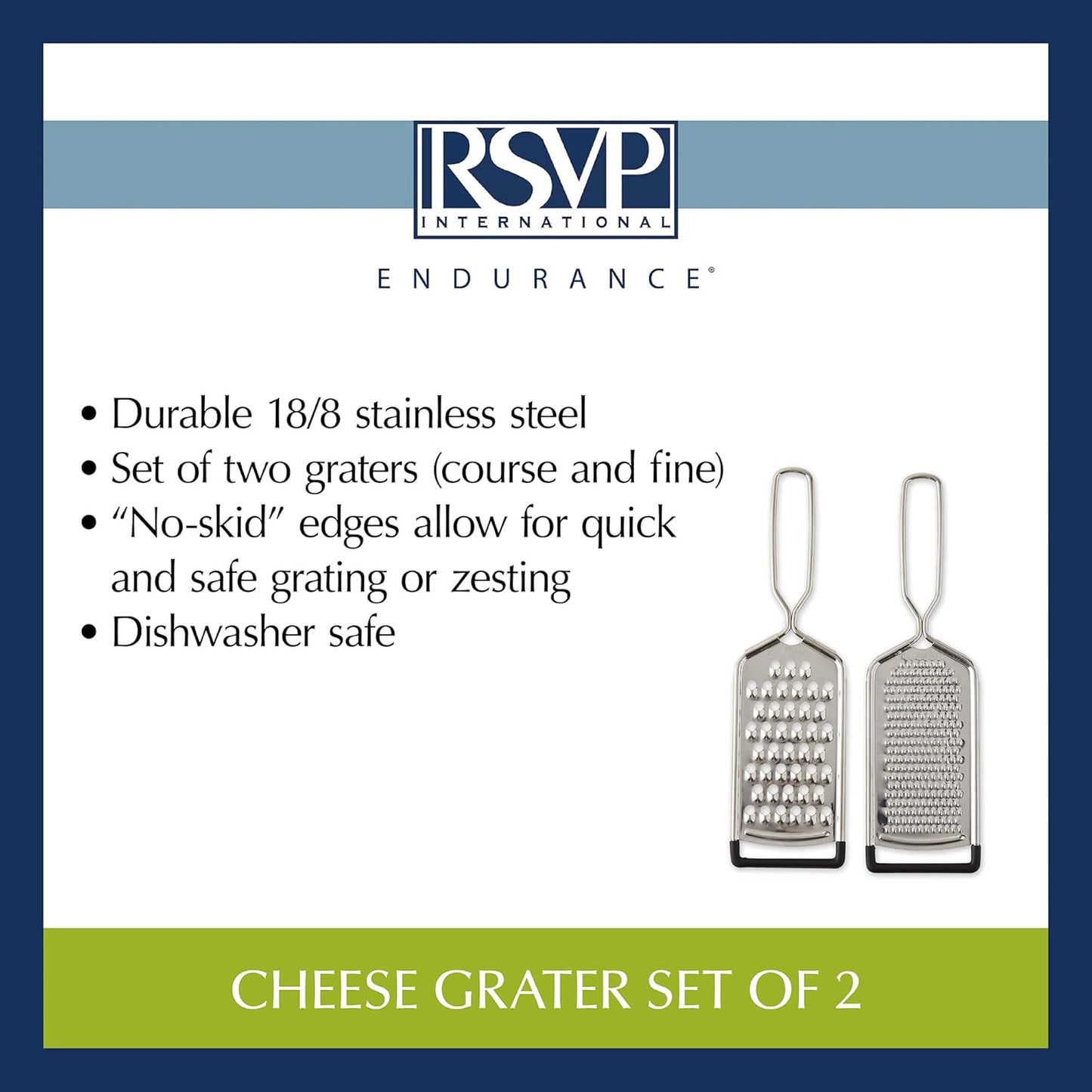 RSVP International Endurance Kitchen Collection Multi-Use Cheese Grater Handheld Potato Slicer Shredder for Hard & Soft Cheeses, Vegetables & Zesting, 6 x 5 x 9-3/4-Inch, Non-Slip Bottom