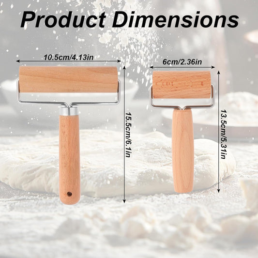 2pcs Hand Wooden Pastry Roller, 2 Size Non-Stick Small Mini Rolling Pins for Pizza Dough Pastry Bread Tortilla Cookies Pie Dumplings Easy Clean Kitchen Baking Tools for Home Cooking
