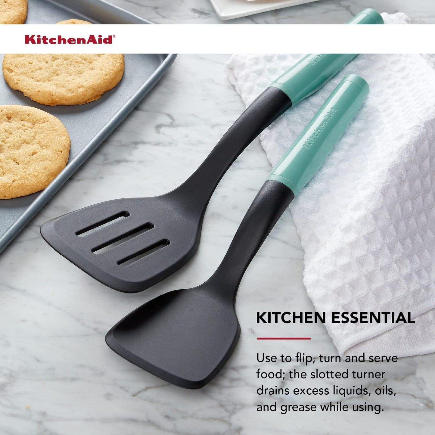 KitchenAid Universal Spatula Set, 2-Piece, Aqua Sky