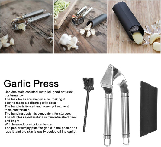 304 Stainless Steel Peel Garlic, Peeling Roller Tube Brush Mincer Crusher, Fine Polished Mirror Kitchen Tool, Garlic Peeler Sets