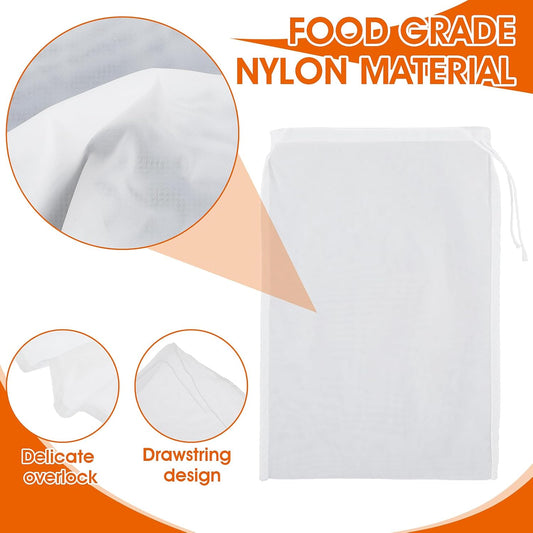 WLLHYF 4 Pack Nylon Nut Milk Bag 8 × 12 Inches Fine Mesh Cheese Cloth Multiple Usage Reusable Food Strainer Professional Cold Brew Filter for Straining Juice Coffee Yogurt Tea (Nylon, 12×8 In)