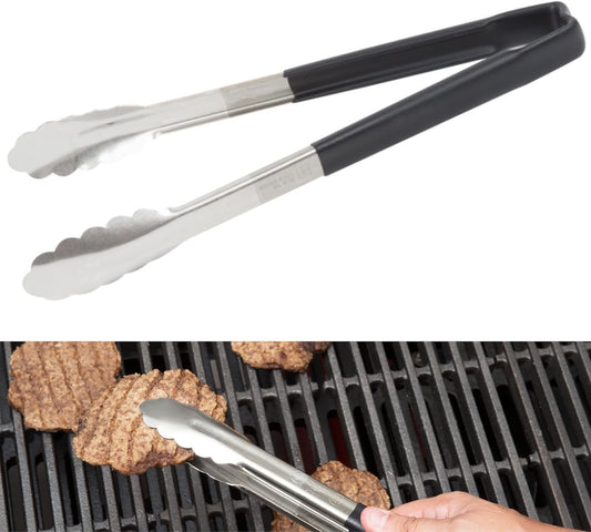 Vollrath 4781220 Jacobs's Price 12-Inch 1-Piece Tong, Stainless Steel, Black Handle