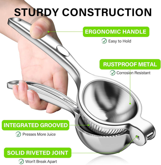 Vakoo 2-in-1 Lemon Squeezer - Heavy-Duty, Rust-Resistant Manual Juicer for Lemon, Lime & Citrus, Easy to Use & Clean, Kitchen Essential - Yellow & Green