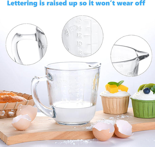 Left Handed Glass Measuring Cups for Left Hand People(2-Cup, 500 ml)