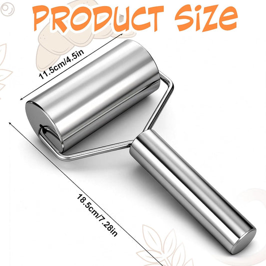 Pastry Pizza Roller, Small Rolling Pin Stainless Steel Non Stick Smooth Ergonomic Bakery Tool Rolling Pin Metal Kitchen Utensils for Baking Dough, Pizza, Pie, Pastries, Pasta, Cookies