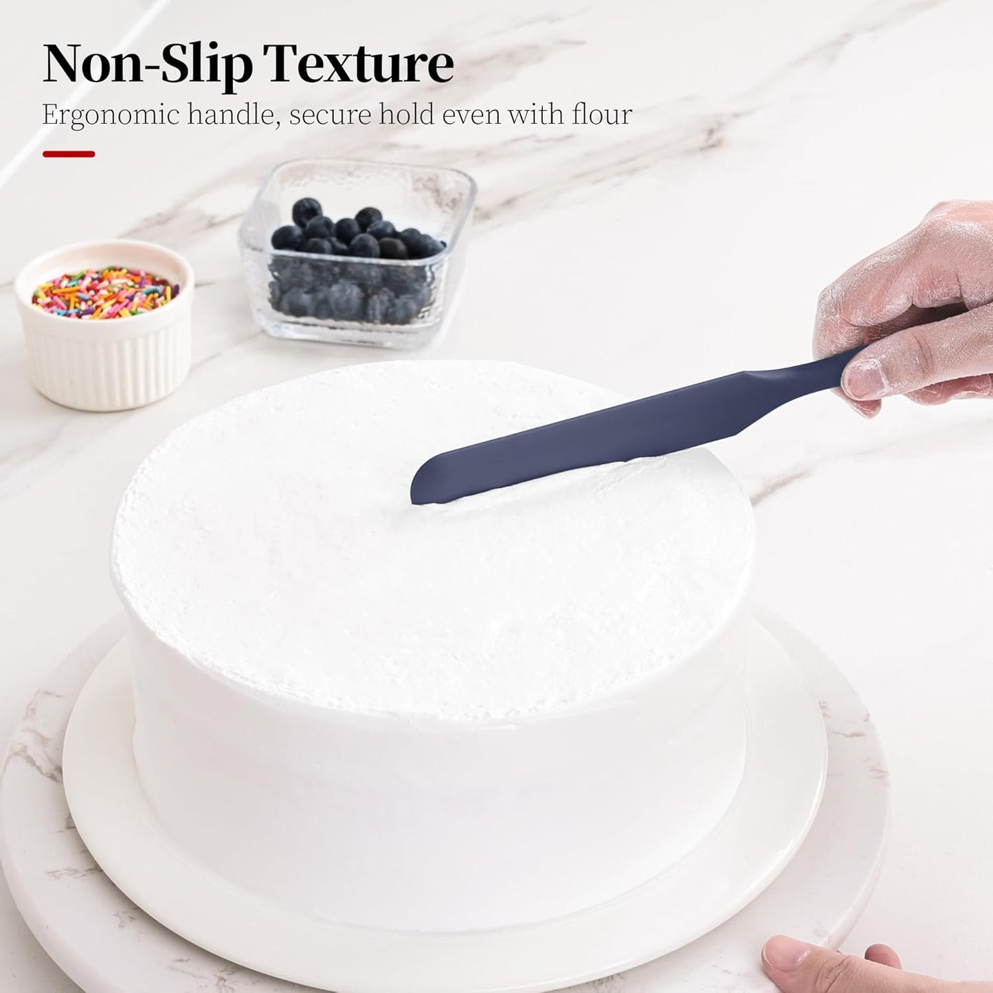 600ºF Heat Resistant Spatulas, High Heat Food Safe Semless Kitchen Silicone Scraper Set for Cooking Baking Mixing Scraping Stirring Nonstick Cookware Pan Bowl (4Pcs,Aqua Sky)