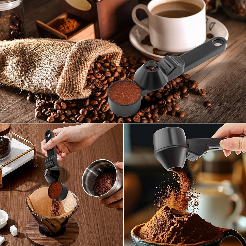 Scoop Funnel Measuring Spoon, 1 Pack 2 Tbsp Scoop with Built-In Funnel and Leveler, for Protein Powder, Pre-Workout and Ground Coffee, Anti-Spill Pouring Tool