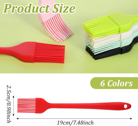 6Pcs Silicone Pastry Brush Cooking Basting Brush Premium Heat Resistant Kitchen Utensils for BBQ Sauce Oil Meat Butter Marinade Food, 19cm/7.48"