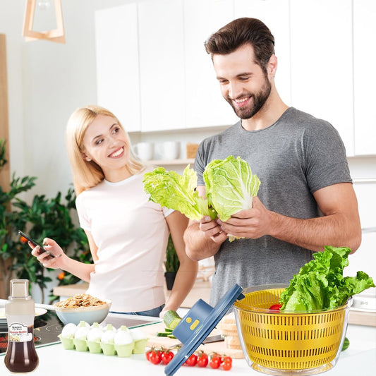 Electric Salad Spinner, 4L Wireless USB Salad Spinner Dehydrator for Fruit Vegetables, Large Capacity Salad Vegetable Dryer, Quick Drainage Electric Mixer White