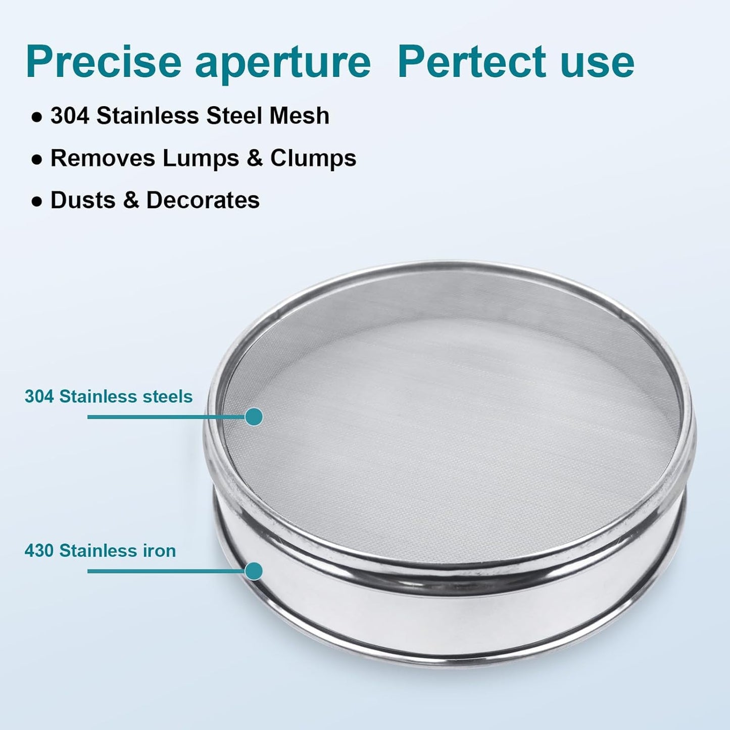 3 Pack 304 Stainless Steel Mesh Lab Sieves, 200mesh 0.075mm, 80 Mesh 0.2mm, 10 Mesh 2mm Aperture Test Sieve,7.9in/20cm Dia Economy Test Sieve for Industrial Laboratory Homes
