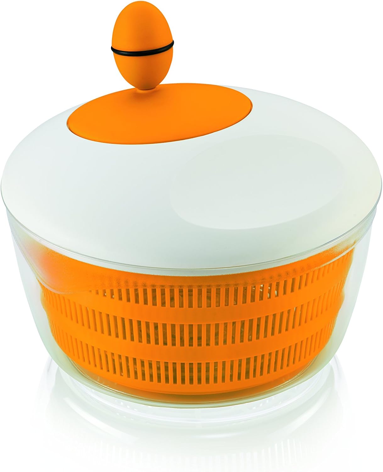 Leifheit Trend Green and White Salad Spinner, 4L Crank-Handle Salad Dryer with Non-Slip Base, Ergonomic Recessed Grip, Dual-Use Bowl for Serving or Draining, Dishwasher Safe Kitchen Tool