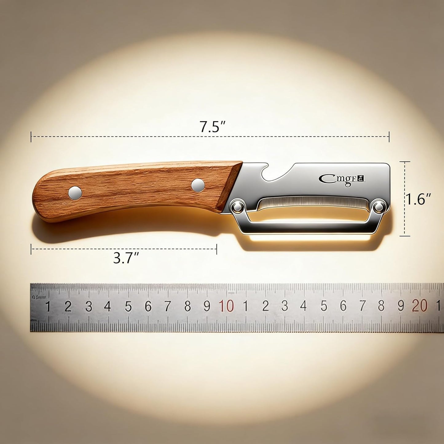 Vegetable Peeler, Multifunctional Stainless Steel Potato & Fruit Peeler with Bottle Opener, Wooden Handle Kitchen Tool, Zero Snag Design