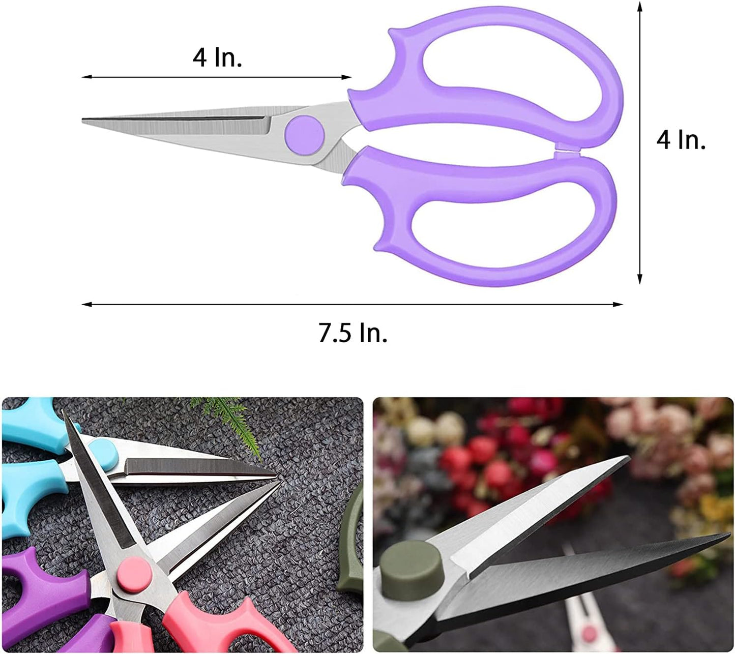 Leize Flower Scissors, Premium Thickened Stainless Steel Floral Shears, Strong Pruner for Flowers, Branches and Leaves (Grey Green Slender)