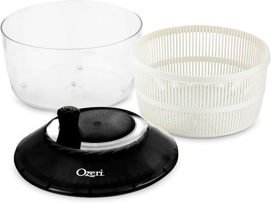 Ozeri Italian Made Fresca Salad Spinner and Serving Bowl, BPA-Free, Green, 4.4 qt