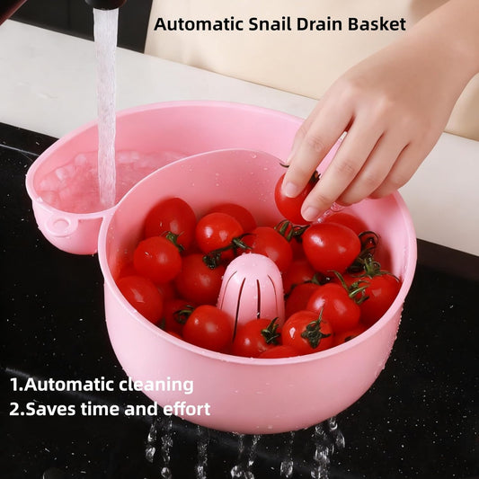 CRIVERY Snail-Shaped Fruit Washer, Automatic Vegetable and Fruit Washer, Multipurpose Rinse Drain Basket, Spinner Bowls, Beige, Plastic, Modern, Sink-Strainers