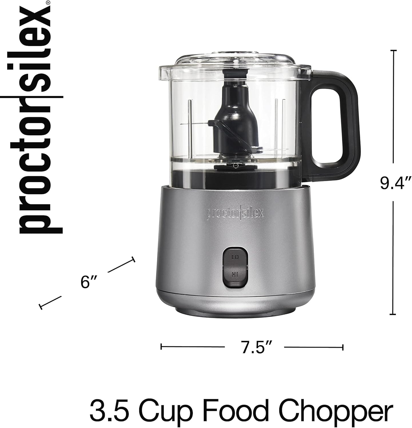 Proctor Silex Durable Electric Vegetable Chopper & Mini Food Processor for Chopping, Puree & Emulsify, 1.5 Cup, White