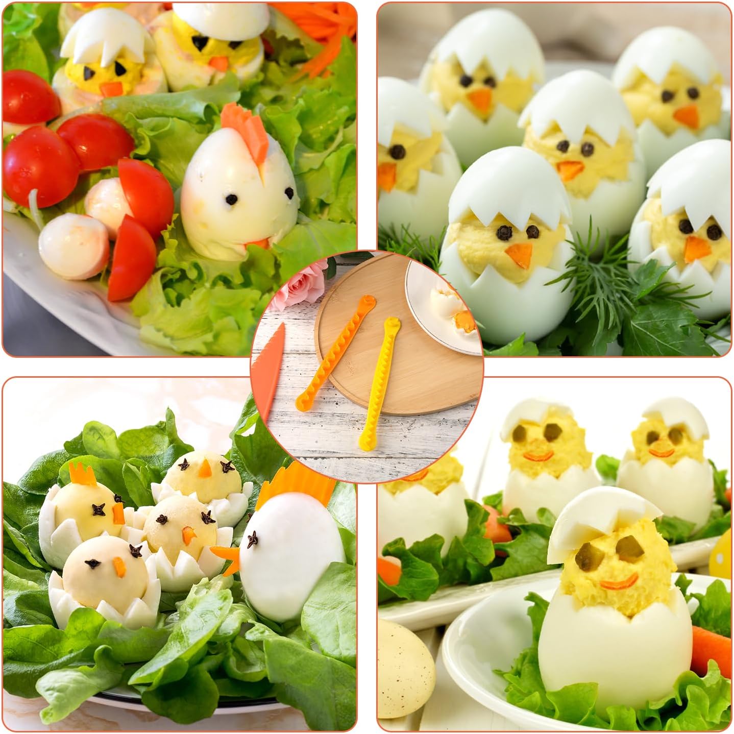 2pcs Fancy Cut Eggs Cutters, 2 Shapes Cooked Eggs Cutter for Boiled Eggs, Multifunctional Egg Decorator Cutter Fruit Slicer Kitchen Tool for Making Cute Children's Bento