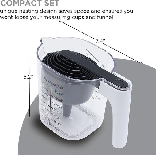 COOK WITH COLOR Measuring Cup Set - 9 PC. Nesting Stackable Liquid Measure Cup, Dry Measuring Cups and Spoons with Funnel and Scraper (Pastel)