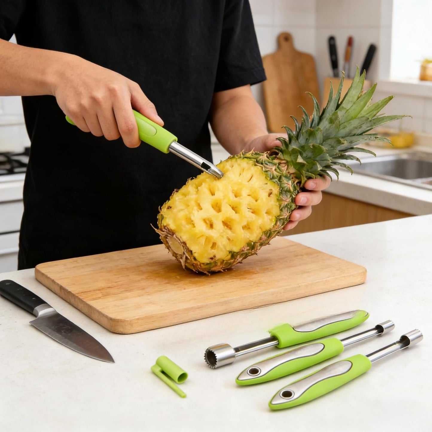 Multifunctional Pitter with Comfortable Rubber Handle, 5-Piece Set, for Fruits, Vegetables, and Red Dates