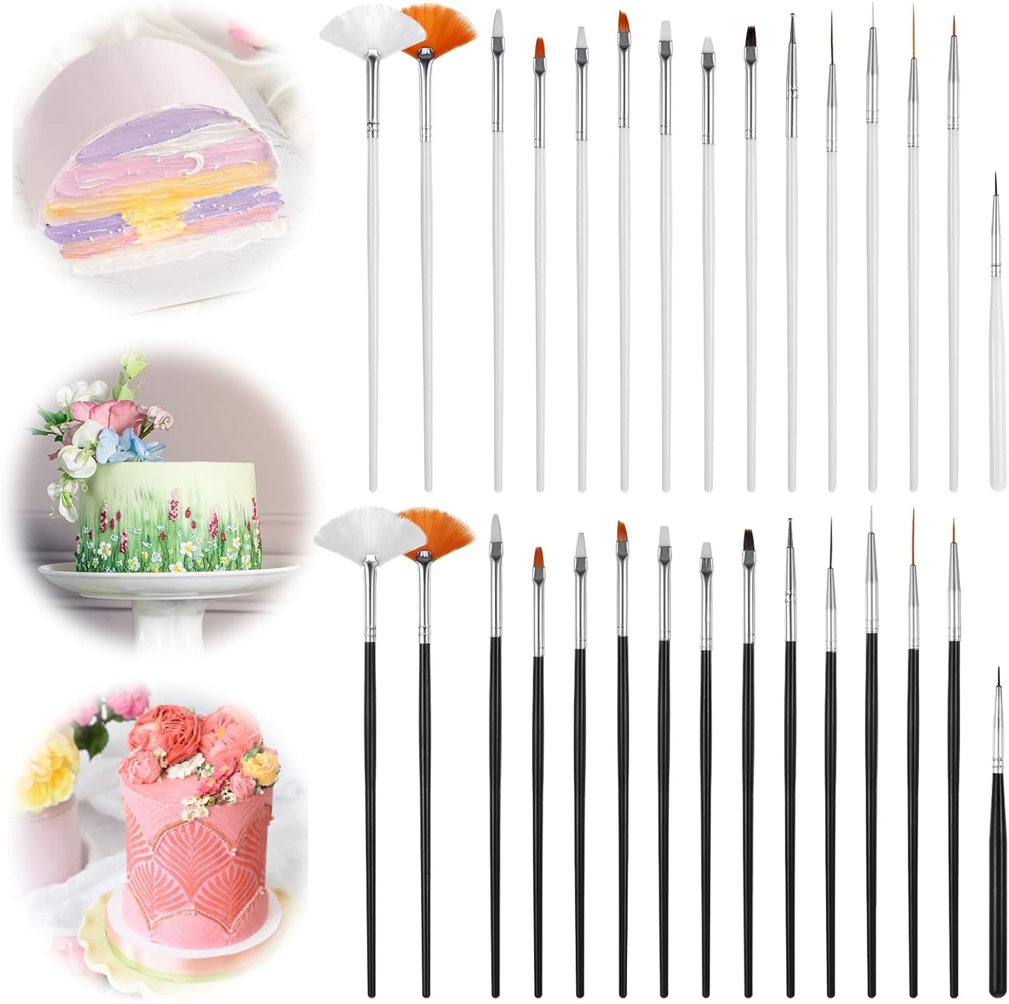 30PCS Food Safe Paint Brushes, Cookie Paint Brushes Cake Painting Brush Fondant Paints Brush Cake Decorating Painting Tool, Icing Pastry Brushs DIY Tool Set for Cupcakes Cookie Decorating Supplies