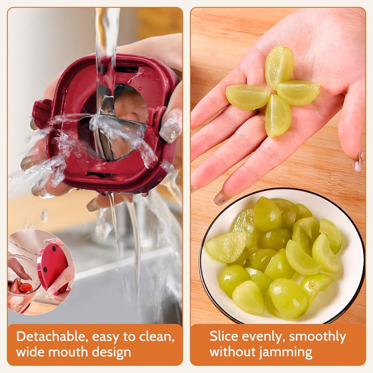 Fruit Slicer Cup: Strawberry Slicer - Tomato Grape Cutter Cup - Egg Slicers - Quarter Extrusion Fruit Divider - Strawberry Cutter Kitchen Gadgets Speed Cutters for Banana Grape Egg (Red)
